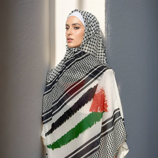 Flag Print Chiffon Scarf (Hijab) Palestine Fashion Scarf