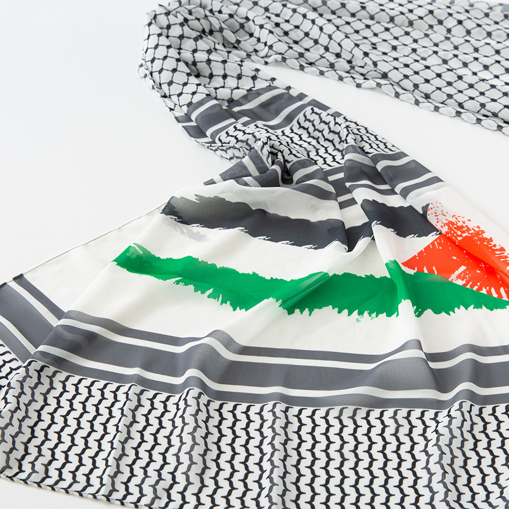 Flag Print Chiffon Scarf (Hijab) Palestine Fashion Scarf