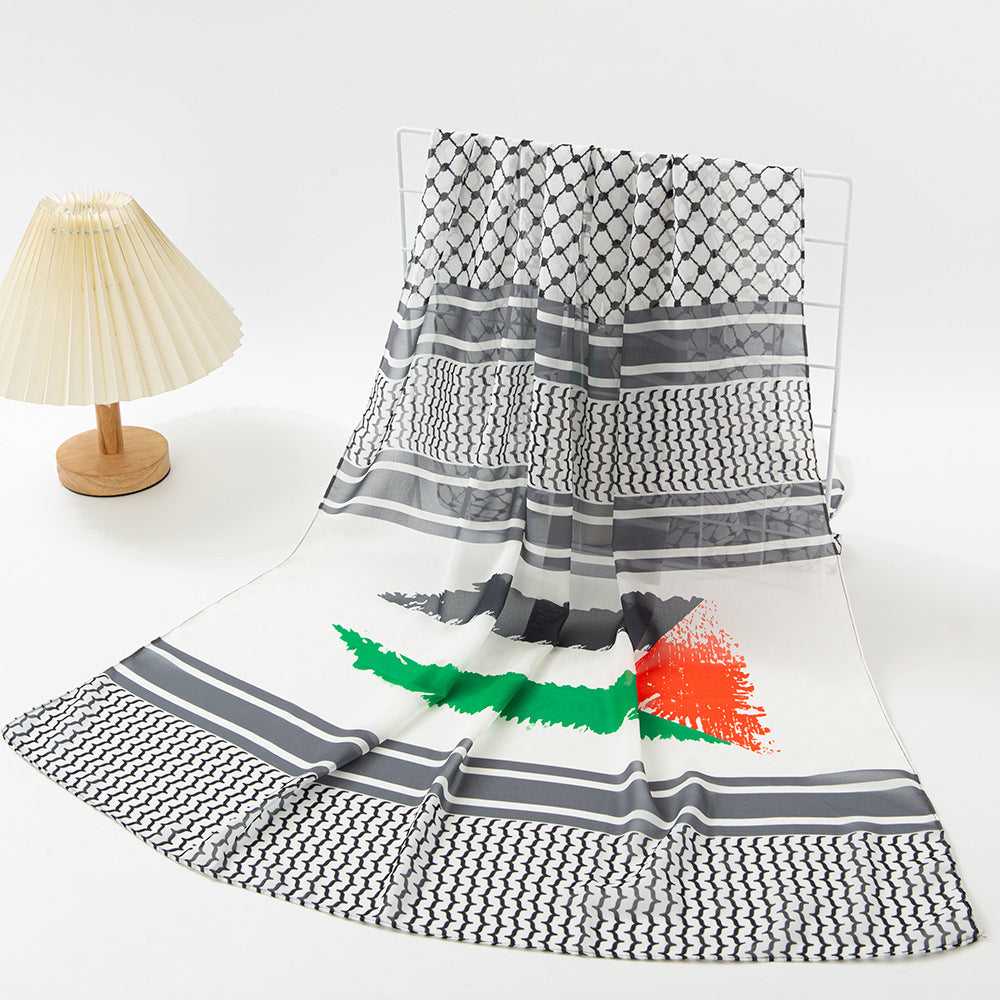 Flag Print Chiffon Scarf (Hijab) Palestine Fashion Scarf