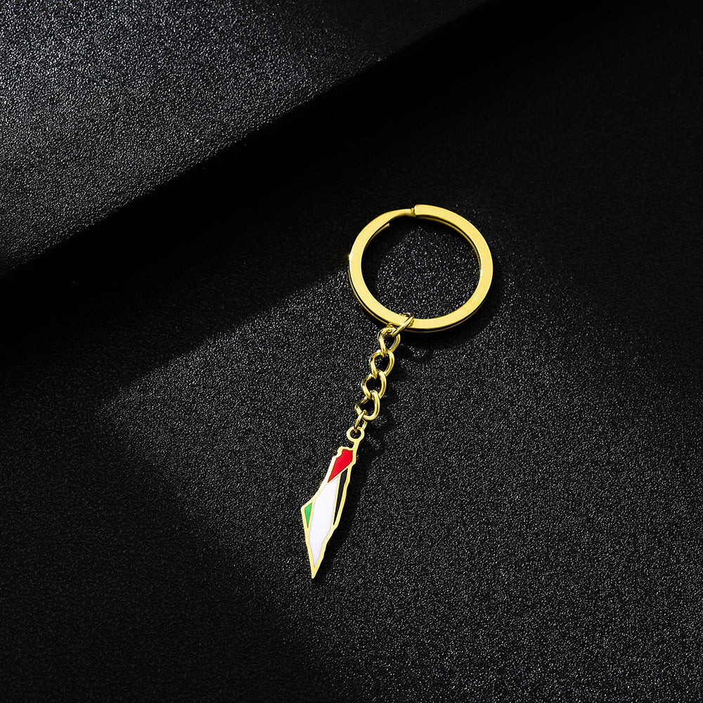 Palestine Map Flag Keychain