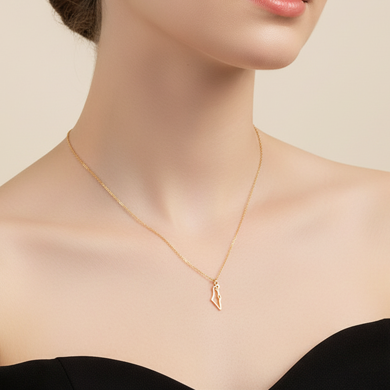 Palestine Hollow Charm Pendant Necklace