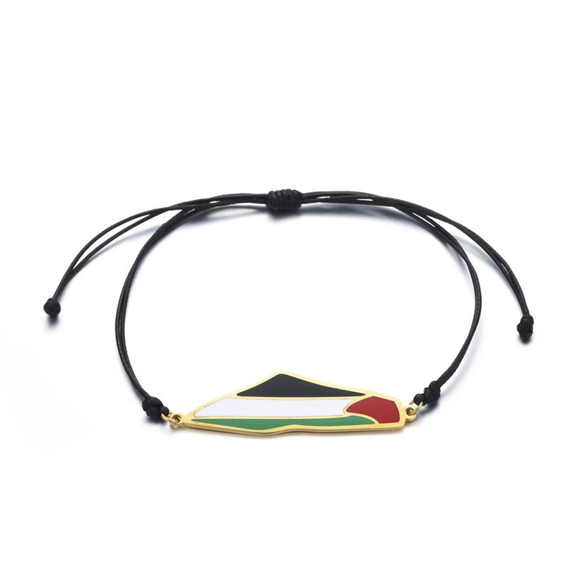 Epoxy Stainless Steel Palestinian Flag Map Carrying Strap