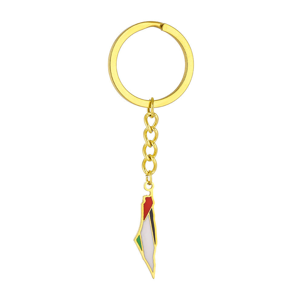 Palestine Map Flag Keychain