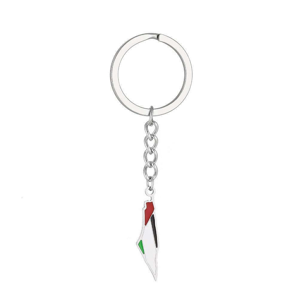 Palestine Map Flag Keychain