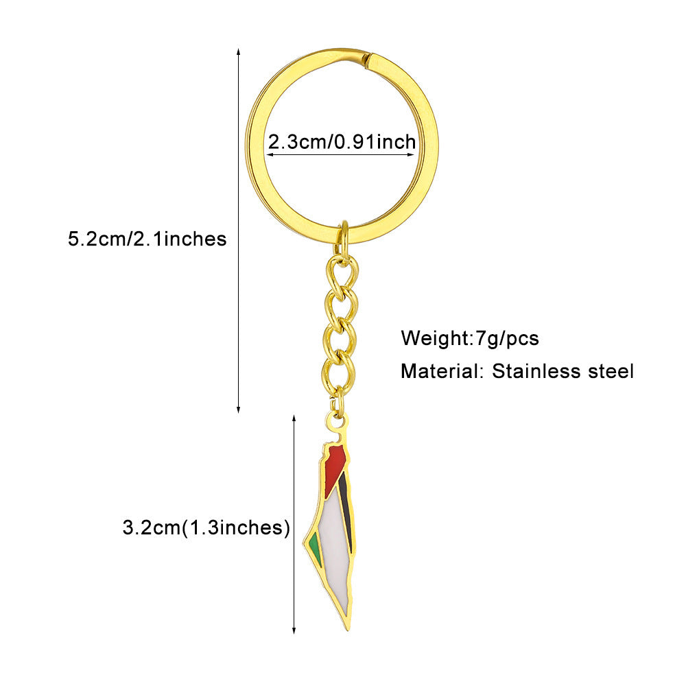 Palestine Map Flag Keychain