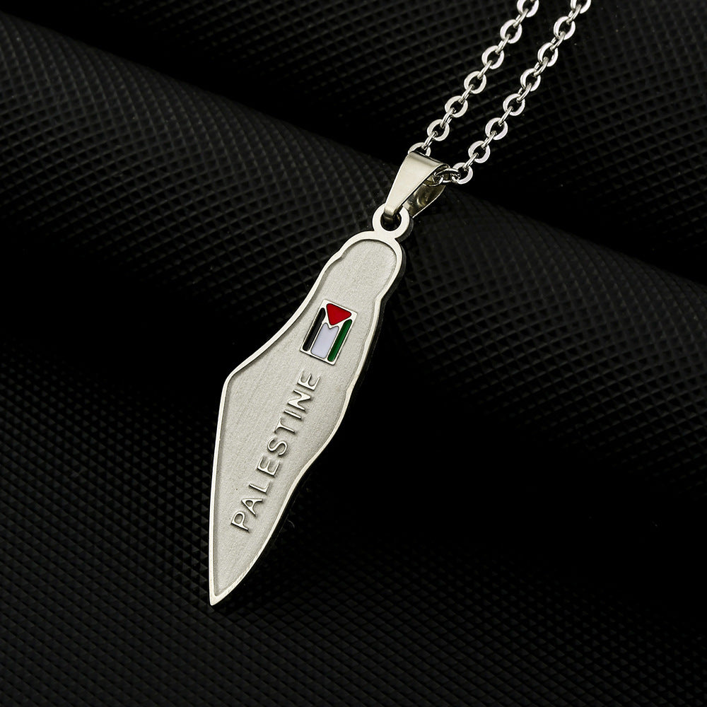 Stainless Steel Palestine Map Necklace