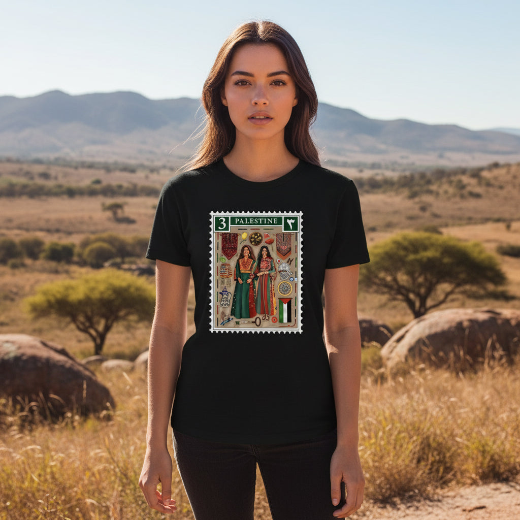 Palestine Stamp Retro Plus Size T-shirt Women