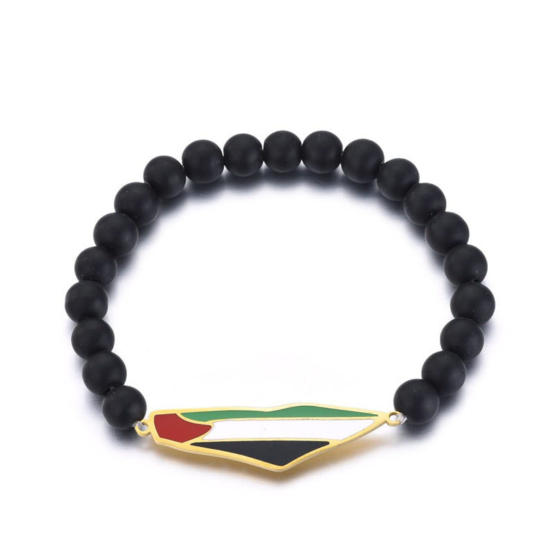 Epoxy Stainless Steel Palestinian Flag Map Carrying Strap