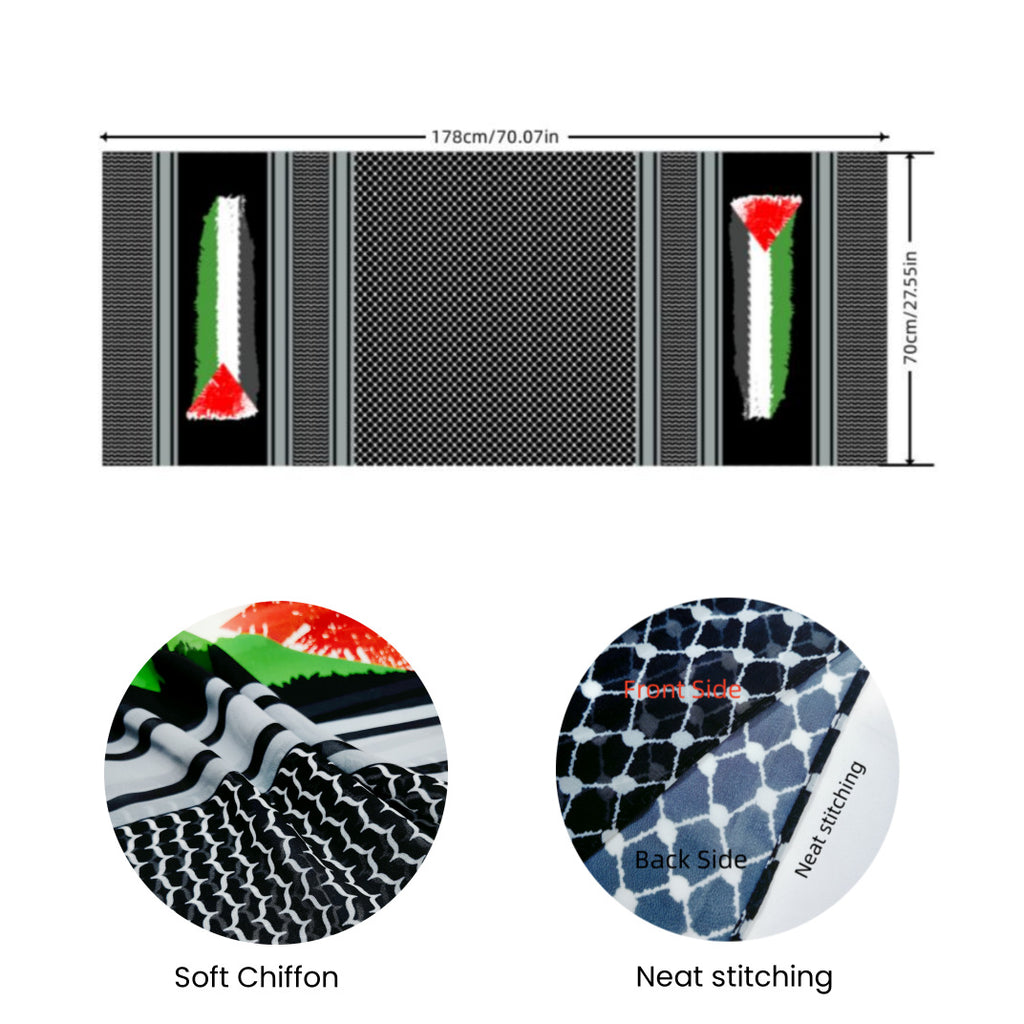 Flag Print Chiffon Scarf (Hijab) Palestine Fashion Scarf