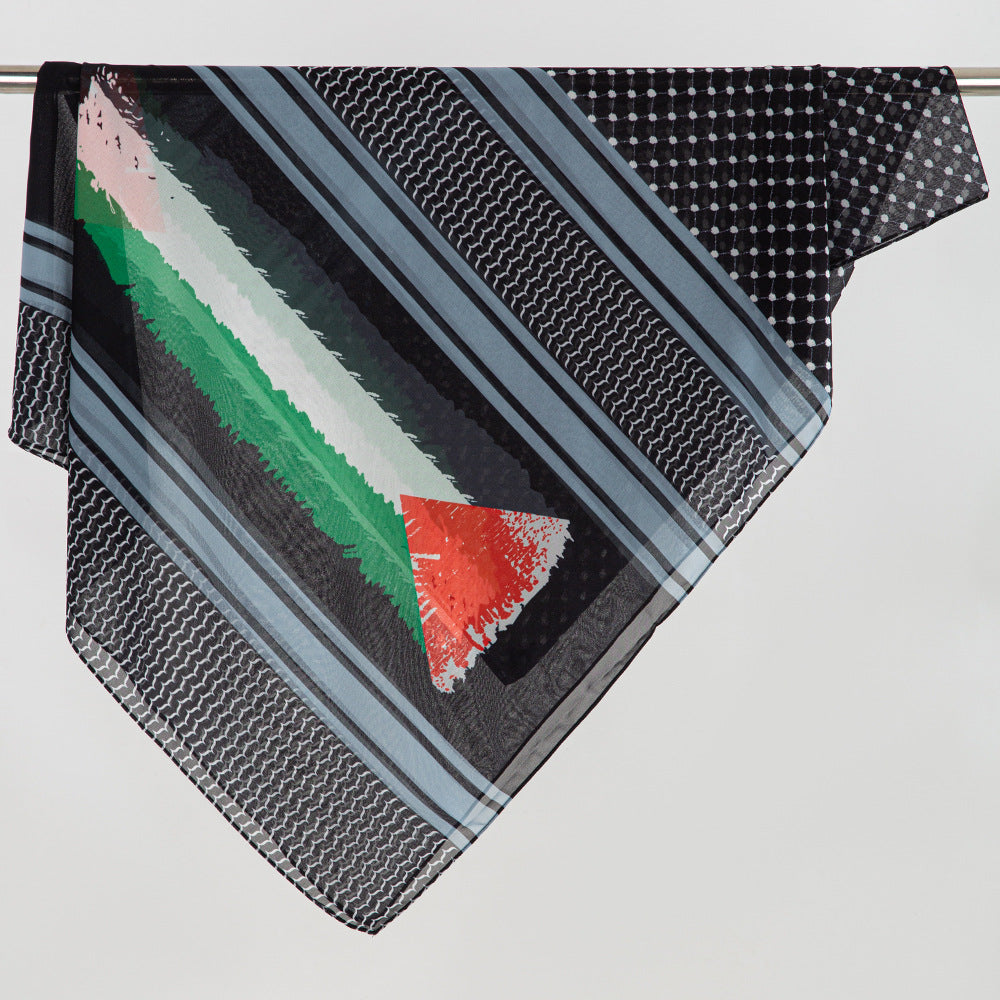 Flag Print Chiffon Scarf (Hijab) Palestine Fashion Scarf
