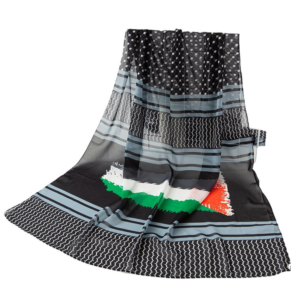 Flag Print Chiffon Scarf (Hijab) Palestine Fashion Scarf