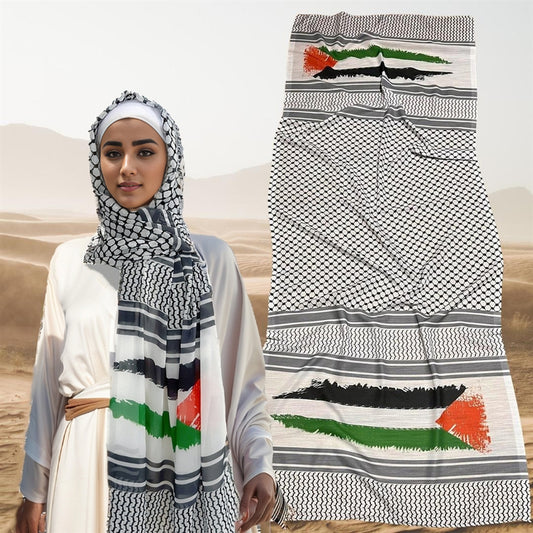 Flag Print Chiffon Scarf (Hijab) Palestine Fashion Scarf
