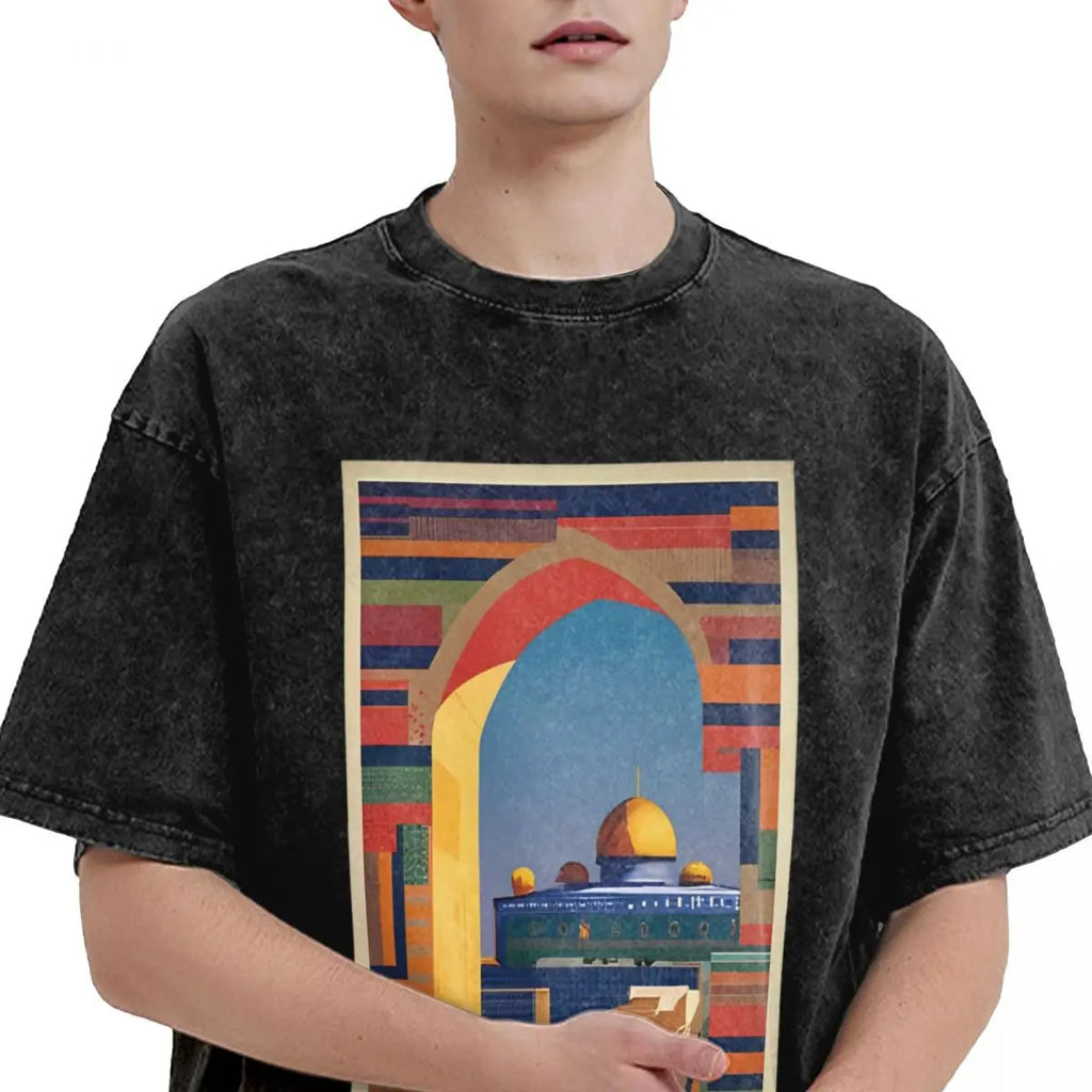 Dome of Rock T Shirt Retro Palestine Travel Poster