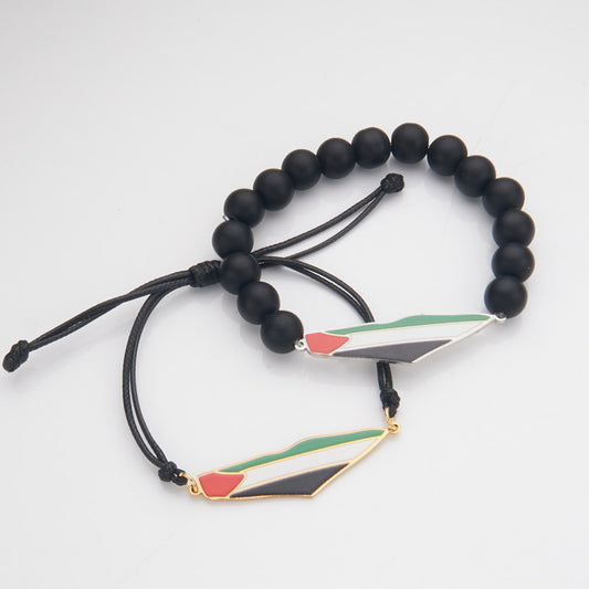 Epoxy Stainless Steel Palestinian Flag Map Carrying Strap