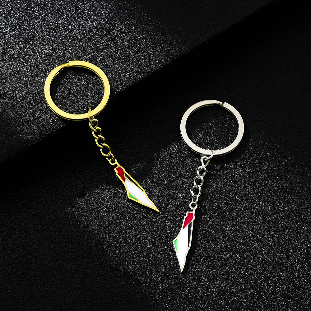 Palestine Map Flag Keychain